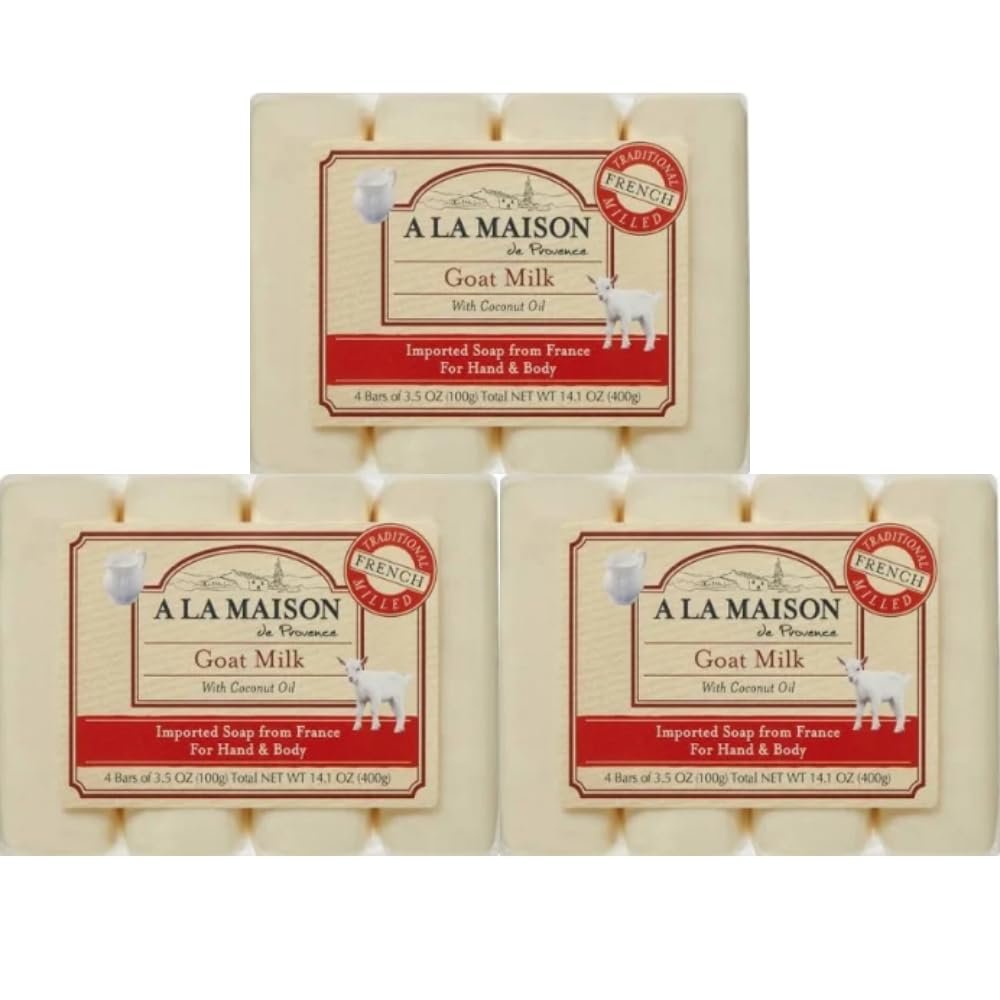 A LA MAISON Hypoallergenic Unscented Bar Soap - Triple French Milled Natural Moisturizing Hand Soap Bar (12 Bars of Soap, 3.5 oz)