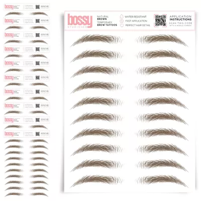 10 Pack Temporary Eyebrow Tattoos Waterproof Eyebrow Stickers, False Tattoos Hair Like Peel Off Instant Transfer Brows For Women And Men | Natural Strokes, Shaping (natural, brown)