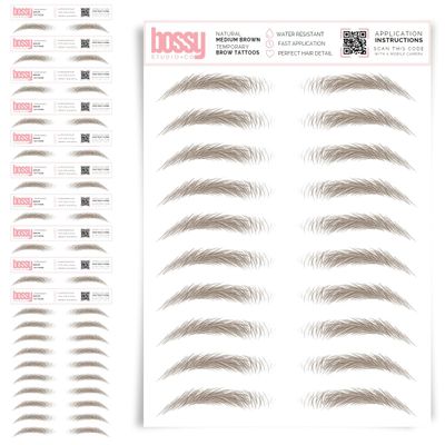 10 Pack Temporary Eyebrow Tattoos Waterproof Eyebrow Stickers, False Tattoos Hair Like Peel Off Instant Transfer Brows For Women And Men | Natural Strokes, Shaping (natural, medium brown)