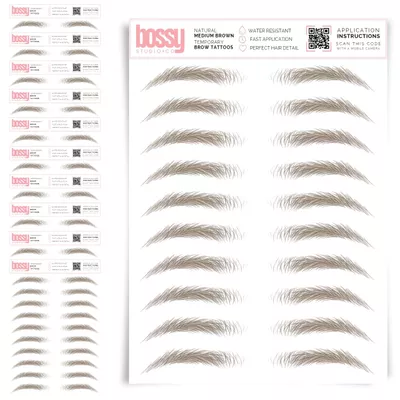 10 Pack Temporary Eyebrow Tattoos Waterproof Eyebrow Stickers, False Tattoos Hair Like Peel Off Instant Transfer Brows For Women And Men | Natural Strokes, Shaping (natural, medium brown)