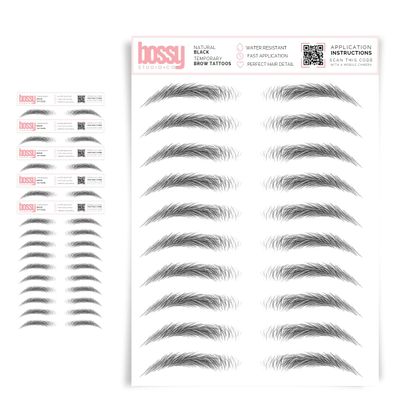 5 Pack Temporary Eyebrow Tattoos Waterproof Eyebrow Stickers, False Tattoos Hair Like Peel Off Instant Transfer Brows For Women And Men | Natural Strokes, Shaping (natural, black)