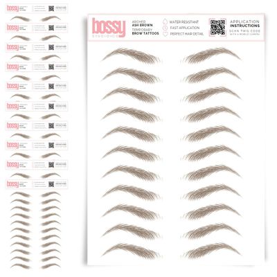 10 Pack Temporary Eyebrow Tattoos Waterproof Eyebrow Stickers, False Tattoos Hair Like Peel Off Instant Transfer Brows For Women And Men | Natural Strokes, Shaping (arched, ash brown)