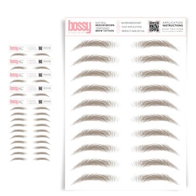 5 Pack Temporary Eyebrow Tattoos Waterproof Eyebrow Stickers, False Tattoos Hair Like Peel Off Instant Transfer Brows For Women And Men | Natural Strokes, Shaping (natural, medium brown)