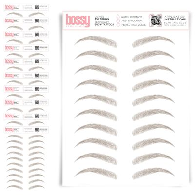 10 Pack Temporary Eyebrow Tattoos Waterproof Eyebrow Stickers, False Tattoos Hair Like Peel Off Instant Transfer Brows For Women And Men | Natural Strokes, Shaping (curved, ash brown)