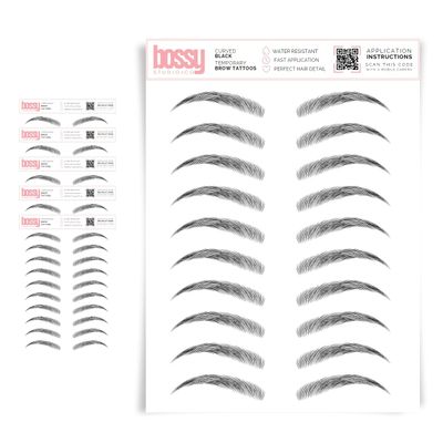 5 Pack Temporary Eyebrow Tattoos Waterproof Eyebrow Stickers, False Tattoos Hair Like Peel Off Instant Transfer Brows For Women And Men | Natural Strokes, Shaping (curved, black)