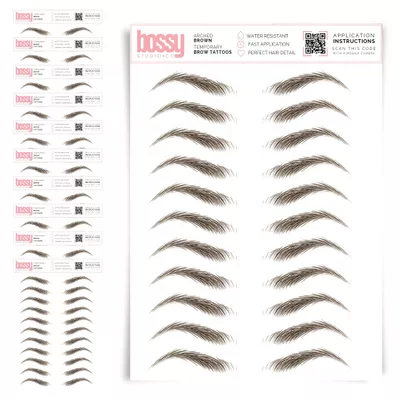 10 Pack Temporary Eyebrow Tattoos Waterproof Eyebrow Stickers, False Tattoos Hair Like Peel Off Instant Transfer Brows For Women And Men | Natural Strokes, Shaping (arched, brown)
