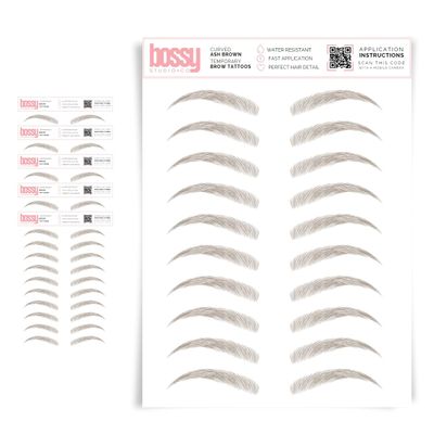 5 Pack Temporary Eyebrow Tattoos Waterproof Eyebrow Stickers, False Tattoos Hair Like Peel Off Instant Transfer Brows For Women And Men | Natural Strokes, Shaping (curved, ash brown)