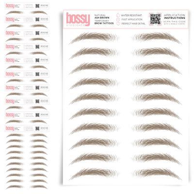 10 Pack Temporary Eyebrow Tattoos Waterproof Eyebrow Stickers, False Tattoos Hair Like Peel Off Instant Transfer Brows For Women And Men | Natural Strokes, Shaping (natural, ash brown)