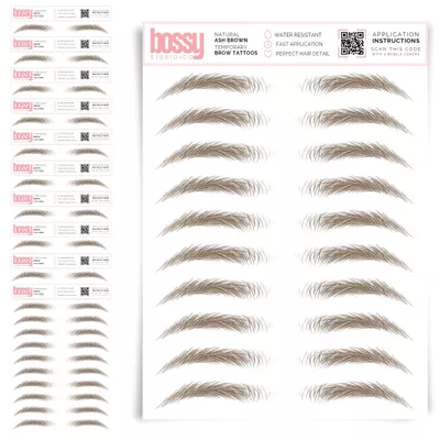 10 Pack Temporary Eyebrow Tattoos Waterproof Eyebrow Stickers, False Tattoos Hair Like Peel Off Instant Transfer Brows For Women And Men | Natural Strokes, Shaping (natural, ash brown)
