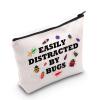 G2TUP Bug Lover Cosmetic Bag - Insect Collector Gift - Easily Distracted By Bugs White Travel Bag With Zipper view 1
