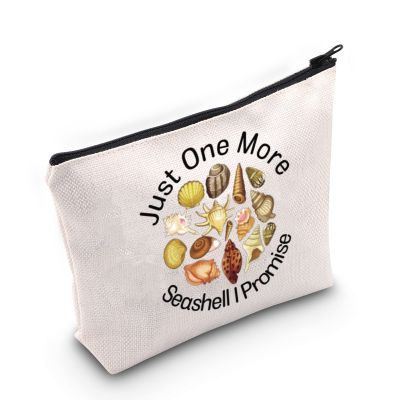 G2TUP Just One More Seashell I Promise Makeup Bag - Shelling Beach Cosmetic Bag for Seashells Lover and Beach Lover (White)