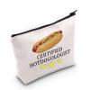 G2TUP Hot Dog Lover Gift Certified Hotdogologist Makeup Bag Hot Dogs Cosmetic Bag Food Lover Gift Sausages Lover Gift Zipper Travel Pouch (Certified Hotdogologist White Bag) view 1
