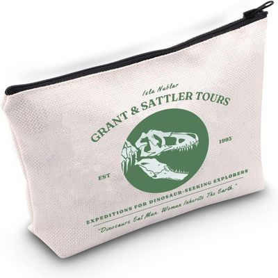 BLUPARK Grant & Sattler Tours Dinosaur Zipper Pouch Movie Lover Gift Dinosaur Movie Inspired Gift Jurassic series Merch (Grant and Sattler)