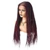 31'' Box Braided Wigs for Black Women 3.5''X5.5'' Swiss Lace Front Hand Braided Wig with Natural Baby Hair Full Cap Tribal Braids Wigs (#T1B/BUG Black Mix Red), 11 Fl Oz view 4