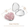 AsAlways Rhinestone Compact Pocket Mirror Portable Travel Cute Cosmetic Mirror Folding Handheld Double-Sided 1x/2x Magnifying Purse Mirror (Pink) view 2