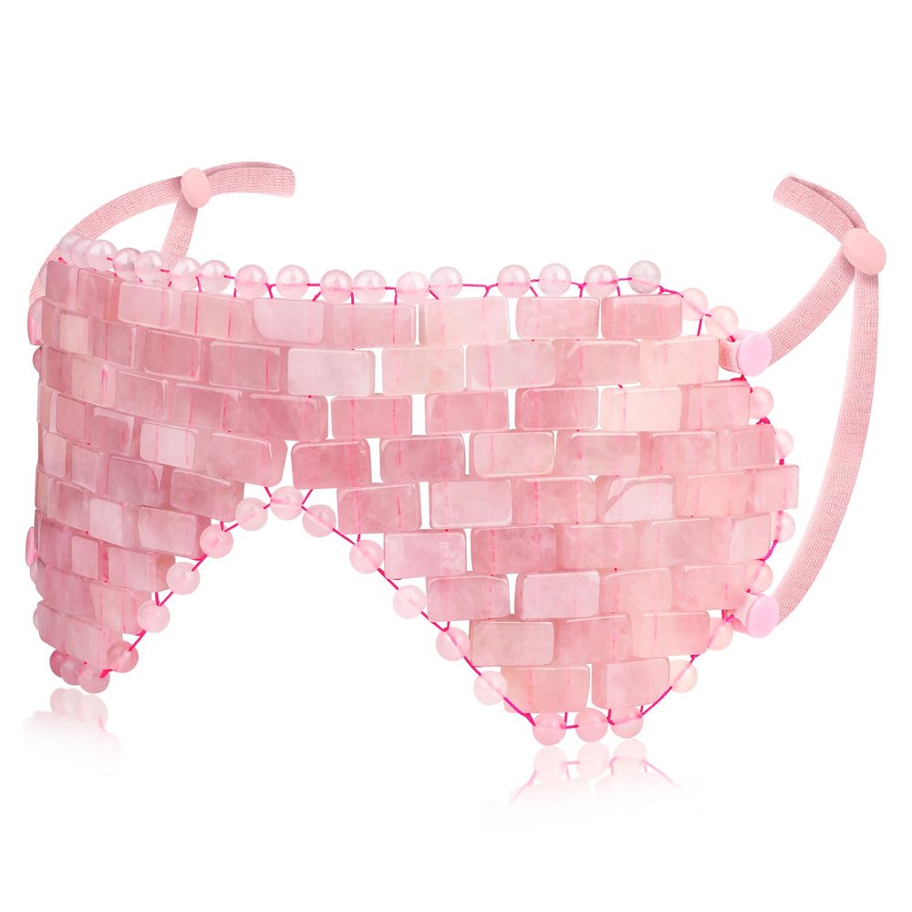gemshan Quartz Eye Mask, Rose Jade Eye Mask Natural Crystal Sleep Mask, Eliminate Wrinkles Puffiness Headache and Migraine Relief Mask (#2-Rose Quartz)