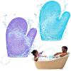 Karenhi 2 Pcs Honeycomb Exfoliating Glove Bath Mitt Body Spa Scrubber, Honeycomb Exfoliator Glove for Body Shower, Scrubber Sponge Shower Loofah, Quick Drying(Blue,purple) view 1