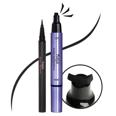 Kaja Winged Eyeliner Set - Wink Stamp Long | with Avocado Extract, Double-ended Wing, Smudge-Proof, Waterproof, Eye Irritation Tested, Long Lasting Pencil, Colorstay, Matte Finish, Cat Eye Look