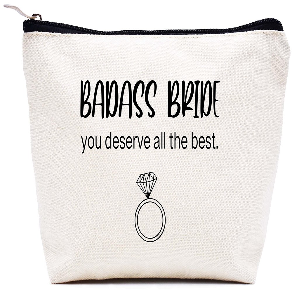 LIBIHUA Bride Gift,Engagement Gift,Bride to Be,Newly Engaged,Bridal Shower Present,Bachelorette Party Present for Woman Best Friends-Bride Tribe-Makeup Bag Cosmetic Bag Travel Pouch