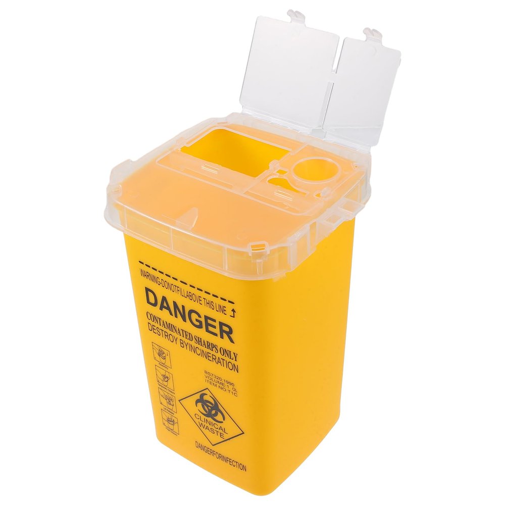 Ciieeo Blade Dispenser Case Disposable Razor Blade Disposal Case Barber Shop Storage Bank Container for Used Razor Blades Broken Cutter Devices Old Waste Blades Yellow