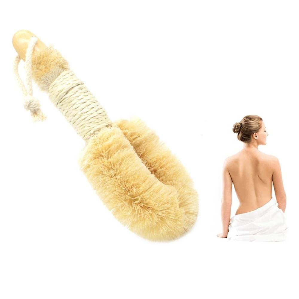 Schimer Massage Brush with Sisal Brushes, Back Brush, Dry Brush, Bath Brush, Body Brush, Sauna Brush, Shower Scrub Brush, Cleaning Brush for Exfoliating and Mass