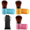 Vtrem Retractable Kabuki Brushes Travel Face Blush Brush Makeup Brush Portable Small Soft Powder Brush with Cover for Blush, Bronzer, Buffing, Flawless Powder, Cosmetics Tool, Blue/Red/Yellow view 1