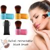 Vtrem Retractable Kabuki Brushes Travel Face Blush Brush Makeup Brush Portable Small Soft Powder Brush with Cover for Blush, Bronzer, Buffing, Flawless Powder, Cosmetics Tool, Blue/Red/Yellow view 2