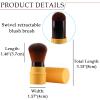 Vtrem Retractable Kabuki Brushes Travel Face Blush Brush Makeup Brush Portable Small Soft Powder Brush with Cover for Blush, Bronzer, Buffing, Flawless Powder, Cosmetics Tool, Blue/Red/Yellow view 3