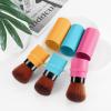 Vtrem Retractable Kabuki Brushes Travel Face Blush Brush Makeup Brush Portable Small Soft Powder Brush with Cover for Blush, Bronzer, Buffing, Flawless Powder, Cosmetics Tool, Blue/Red/Yellow view 4