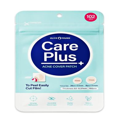 OLIVE YOUNG Care Plus Spot Patch | Hydrocolloid Acne Korean Spot Patch to Cover Zits, Pimples and Blemishes, for Troubled Skin and Face (Hydrocolloid, 102 Count (Pack of 1))