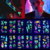 Glow in the Dark Tattoos, ACSAUMMY 12 Sheet Neon Tattoo Makeup Fake Tattoos Rave Festival Accessory Temporary Tattoo for Women Men Face Arm Body Blacklight Butterfly Tattoo Adult Party Supplies view 1