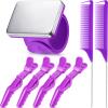 7 Pieces Hair Braiding Tools Magnetic Pin Wristband and 2 Pieces Stainless Steel Pintail Rat Tail Comb with 4 Wide Teeth Alligator Sectioning Hair Clip for Braid Tool Braid Maker(Purple) view 1