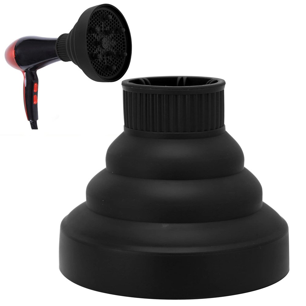 FILFEEL Universal Hair Dryer Diffuser, Travel Folding Hair Blow Dryer Diffuser(Black)