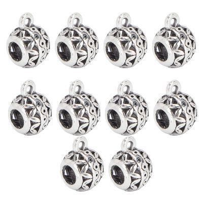 10pcs Hair Beads for Braids for Men Alloy Hollow Large Holes Beard Dreadlocks DIY Bracelet Necklace Rings Silver