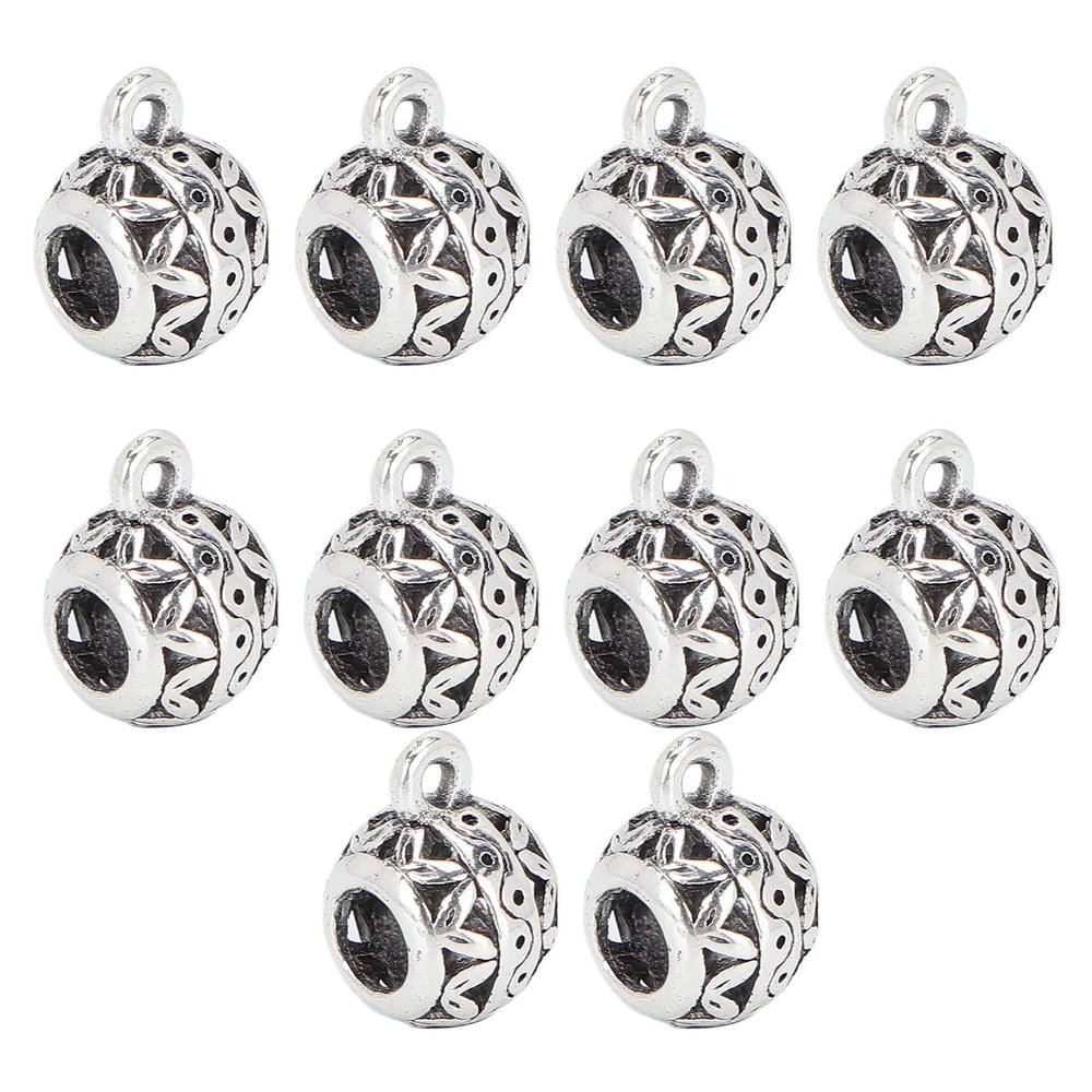 10pcs Hair Beads for Braids for Men Alloy Hollow Large Holes Beard Dreadlocks DIY Bracelet Necklace Rings Silver