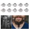 10pcs Hair Beads for Braids for Men Alloy Hollow Large Holes Beard Dreadlocks DIY Bracelet Necklace Rings Silver view 2