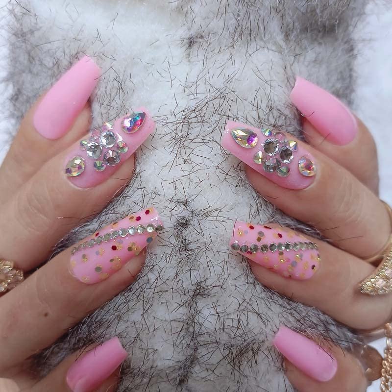 ZYBUXY bride pink press on nails Medium,coffin fake nails Artificial Salon False Nails Can Be Reused Thicken lady 24pcs