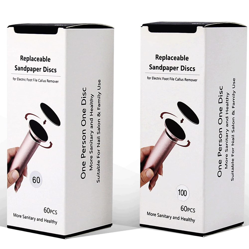 120pcs Replaceable Sandpaper Refill Discs for Electric Foot File Callus Remover Dead Skin Removal (60pcs Rough 60 Grit, 60pcs Smooth 100 Grit)