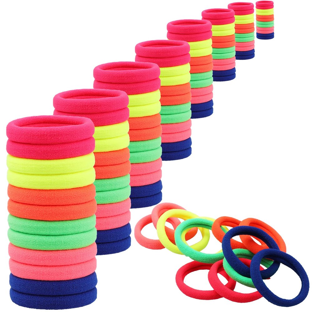 Antye 100Pcs Seamless Hair Ties - Any Fit No Damage Cotton Elastics for Thick or Thin Hair, No Snag or Breakage, Suitable for Ponytails, Baseball & Tennis