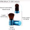 Vtrem Retractable Kabuki Brushes Travel Blush Brush Makeup Brush Portable Small Soft Bristles Powder Brush with Cover for Blush Buffing Flawless Powder, Cosmetics Tool, Brown/Red/Blue view 3