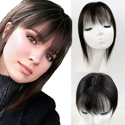 4.72"x 5.12"Injected Skin Base Topper with Air Bangs Remy Human Hair 22inch Natural Skin Scalp 4D Fringe for Women Hide White Hair