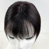 4.72"x 5.12"Injected Skin Base Topper with Air Bangs Remy Human Hair 22inch Natural Skin Scalp 4D Fringe for Women Hide White Hair view 2