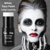 Go Ho Cream-Blendable Clown White Face Paint Stick,Full-coverage Waterproof Face Body Paint for Halloween Cosplay Jokester Zombie Vampire Skeleton Clown SFX Makeup,White Eye Black Stick view 3
