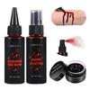 BOBISUKA 3PCS Halloween Fake Blood Makeup Kit - Coagulated 1.41oz + Spray 1.76oz + Dripping 1.76oz, Realistic Washable SFX Makeup for Zombie Monster Mouth Clothes Dress Up view 1