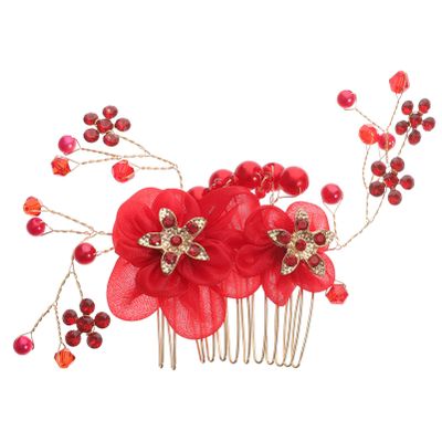 Lurrose Wedding Hair Comb Hair Comb Red Slide Clip Bride Hair Clip Hair Jewelry Headpiece for Wedding Party Prom Bridal