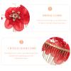 Lurrose Wedding Hair Comb Hair Comb Red Slide Clip Bride Hair Clip Hair Jewelry Headpiece for Wedding Party Prom Bridal view 3