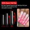 600PCS Square Nail Tips Full Cover, 3XL Clear Nail Tips for Acrylic Nails Professional, XXXL Full Cover Nails Tips No C Curve, Extra Long Tapered Square Fake Nails for Salons Home DIY 12 Sizes view 2