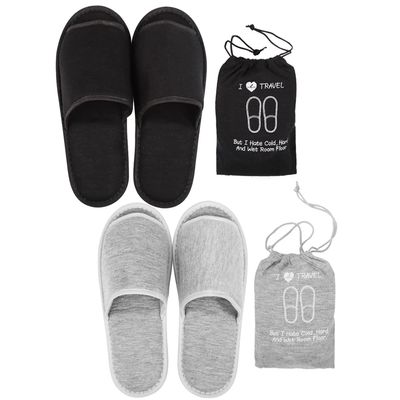 haozaikeji Portable Slippers Foldable Flat Spa Slipper Flight Trip Shoes Home Guest Cotton Slipper Open Toe Hotel Shoe with Storage Bag