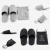 haozaikeji Portable Slippers Foldable Flat Spa Slipper Flight Trip Shoes Home Guest Cotton Slipper Open Toe Hotel Shoe with Storage Bag view 2