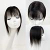 2.76"x 3.94"Injected Skin Base Topper with Air Bangs Remy Human Hair 20inch Natural Skin Scalp 4D Fringe for Women Hide White Hair view 4